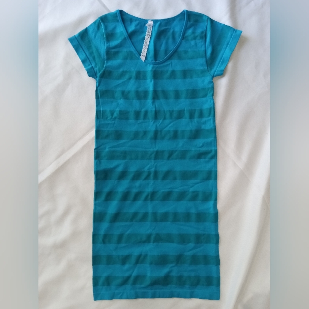 Cristinalove Try Me Once Love Me Forever Turquoise Stripe Mini Bodycon MiniDress